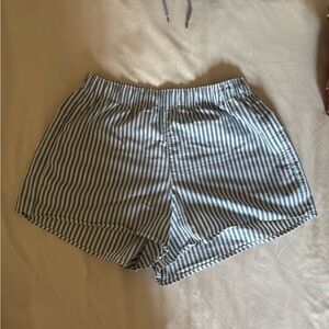 Hollister Gray & White Vertical Stripe Athletic Shorts